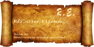 Röszler Elizeus névjegykártya